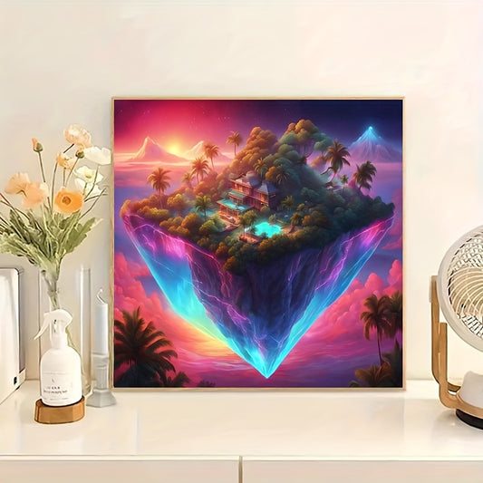 5D Diamond Painting Kit Round Diamonds Tropical Island Paradise NeonGlowArtEdition