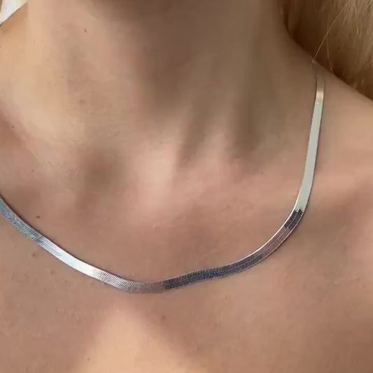 S925SterlingSilverSnakeBoneChainNecklace Clavicle Jewelry Gift Ready For Everyday Wear