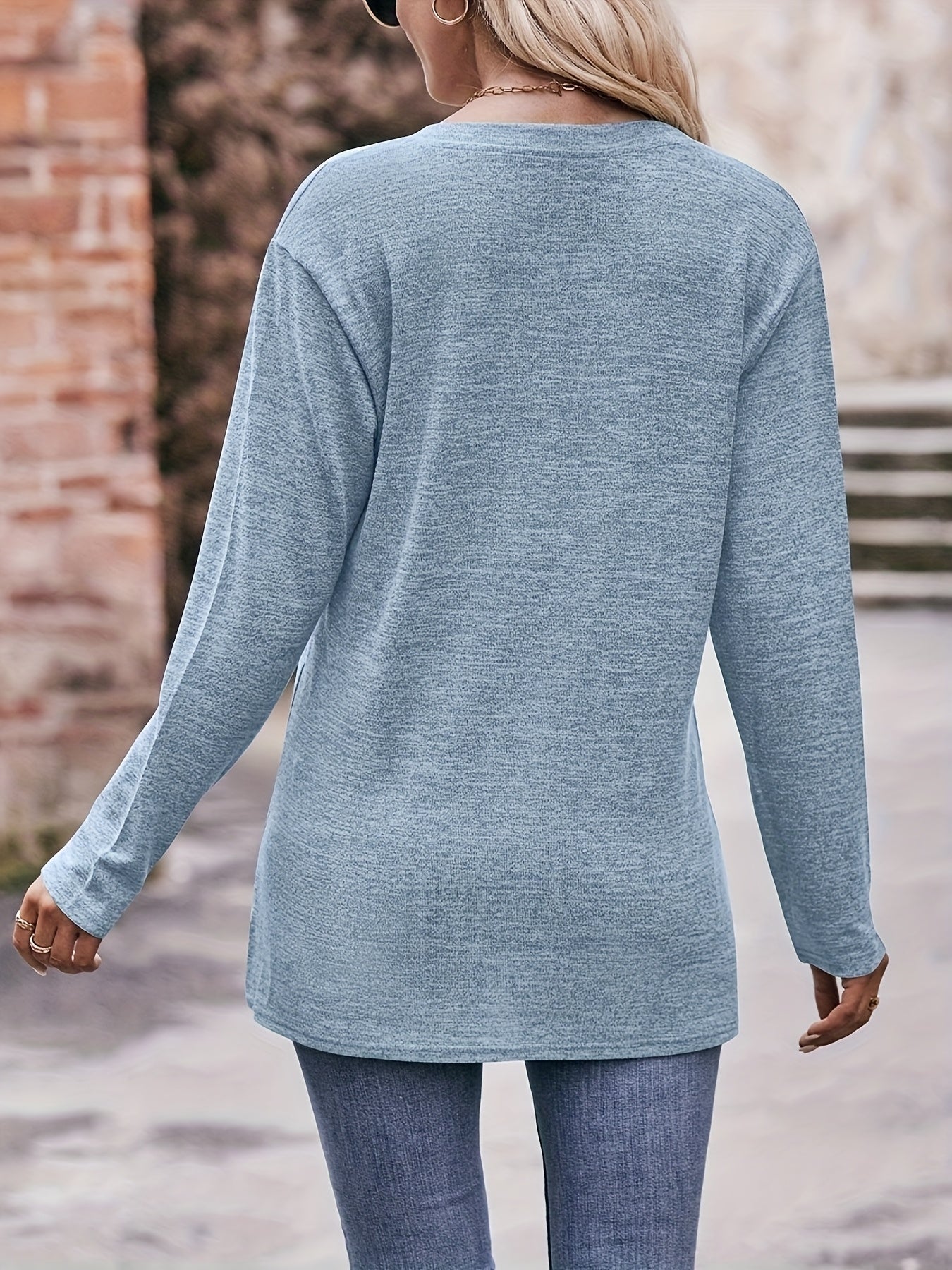 [Soft Brushed Thermal Blouse] Women's Soft Brushed Thermal Long Sleeve Blouse - Elegant V-Neck Button Front Shirt, Non-See-Through for Winter | Everyday Essential Tops for Office, Casual, Home | Comfortable Material, Versatil