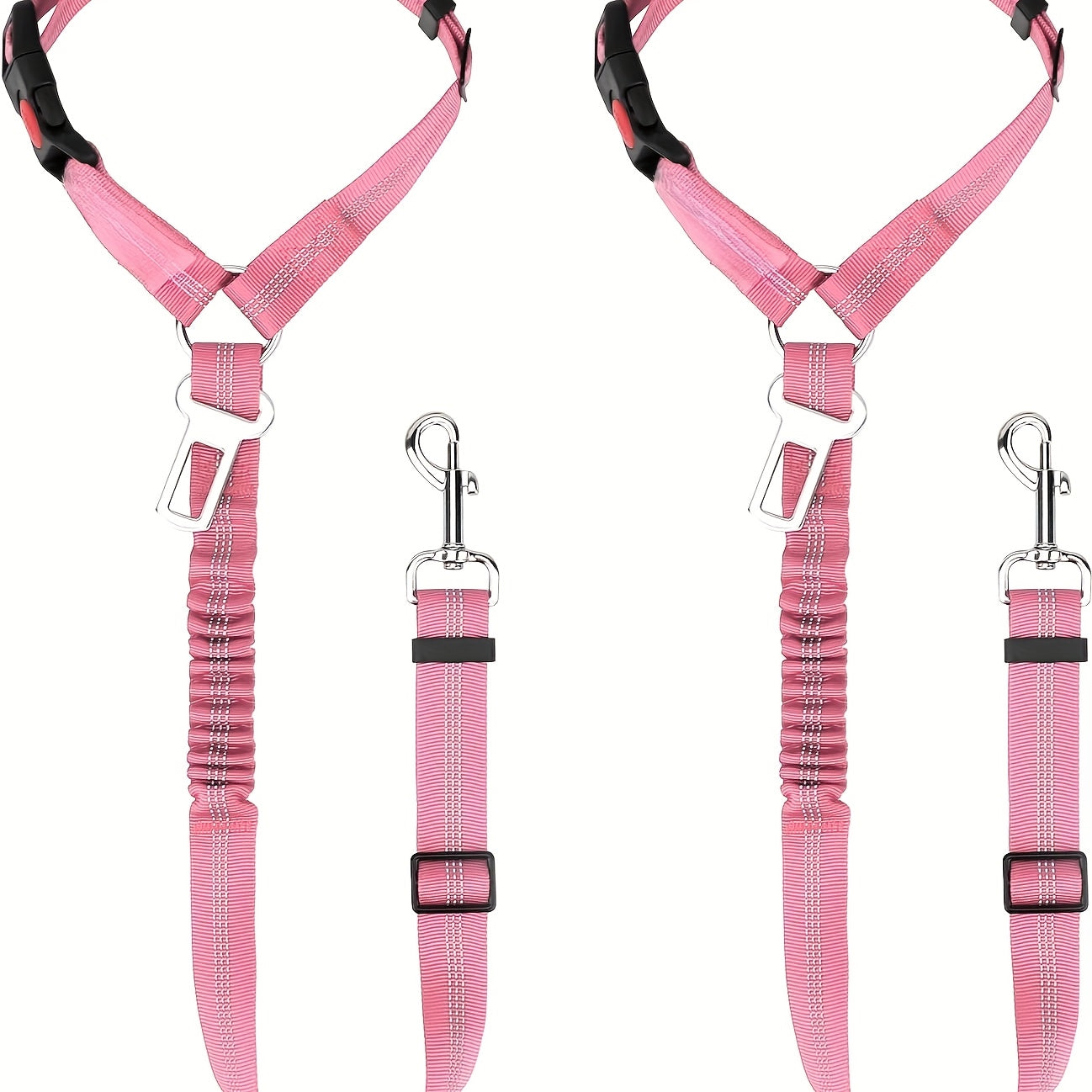 2-Pack Heavy-Duty Nylon Dog & Cat Car Safety Harnesses with Adjustable Headrest Restraint System, Secure Locking Mechanism & Comfortable Padded Vest - Vehicle Seat Belt System for Secure Travel, Machine Washable Pet Car Seatb