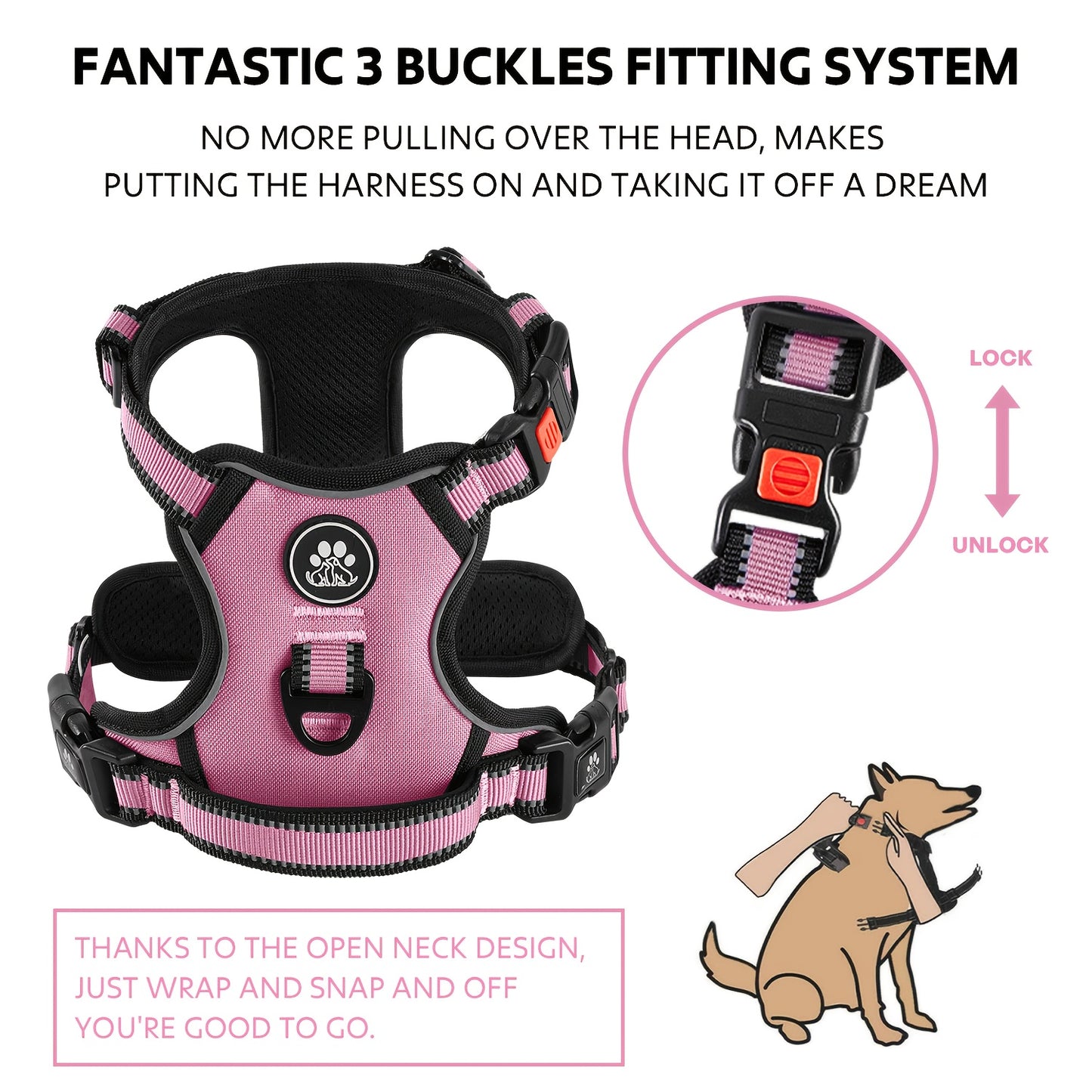 FURRYFECTION Reflective No Pull Harness With Leash Kit