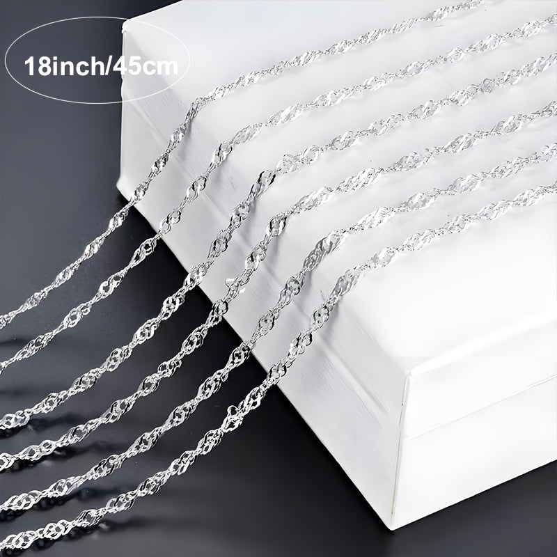 A 15g 925 sterling Silvery anti-allergy simple chain Women's necklace, shining delicate and elegant collarbone chain, party gift preferred, ideal gift for Mother's Day