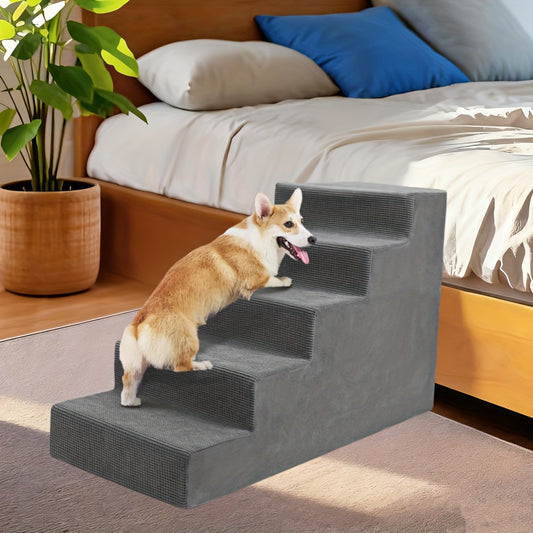Dog Stairs for Small Dogs | High-Density Foam Pet Steps with Supporting Board, Non-Slip, Removable, Washable Cover | Suitable for Small to Extra Small Dogs, Brand: HEEYOO