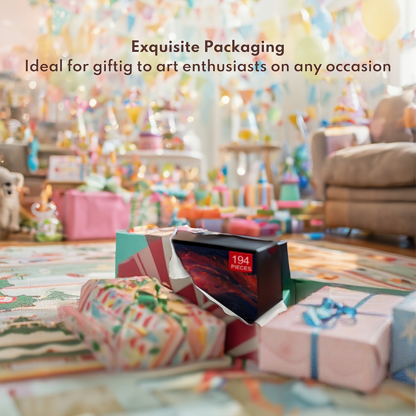 PASAMIC 194Pcs Deluxe Art Set With Wooden Case And Supplies