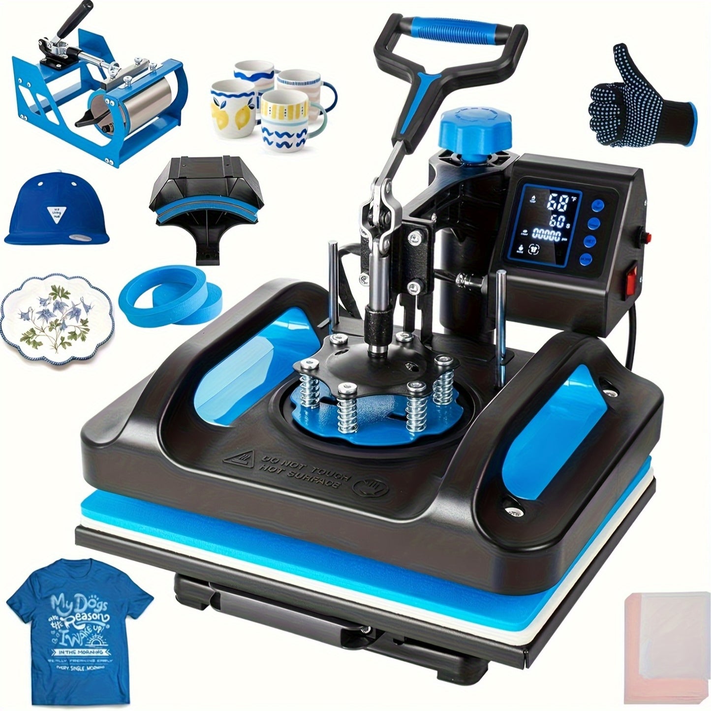 8 in 1 Heat Press Machine, 5 in 1 Heat Press, Sublimation T-Shirt Pressing Machines in Sizes 15X15 Inch, 12X15 Inch, And 12X10 Inch, Featuring a 360-Degree Swing Away Heat Transfer Machine, a Multifunctional Combo for T-Shirt
