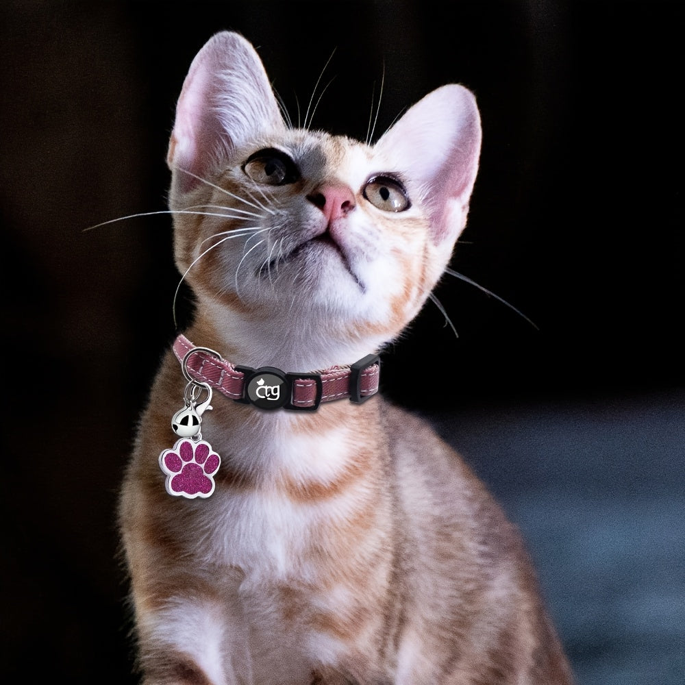 [Personalized Pet Collar] Personalized Metal Paw Tag Pet Collar | Custom Safe Buckle, Bow Tie, Nylon Material, Jazz Plaid Pattern, Bell - Ideal For Cats And Small Dogs, No Battery