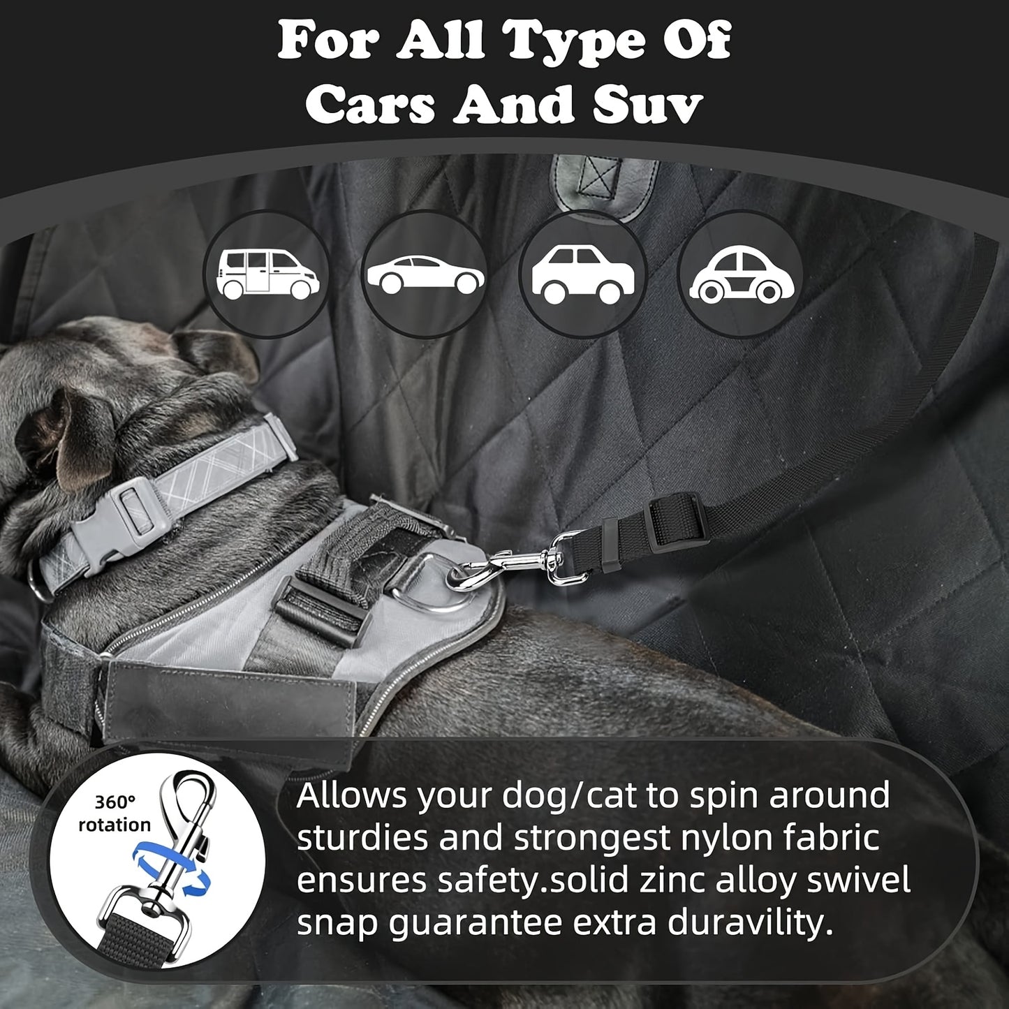 2-Pack Heavy-Duty Nylon Dog & Cat Car Safety Harnesses with Adjustable Headrest Restraint System, Secure Locking Mechanism & Comfortable Padded Vest - Vehicle Seat Belt System for Secure Travel, Machine Washable Pet Car Seatb