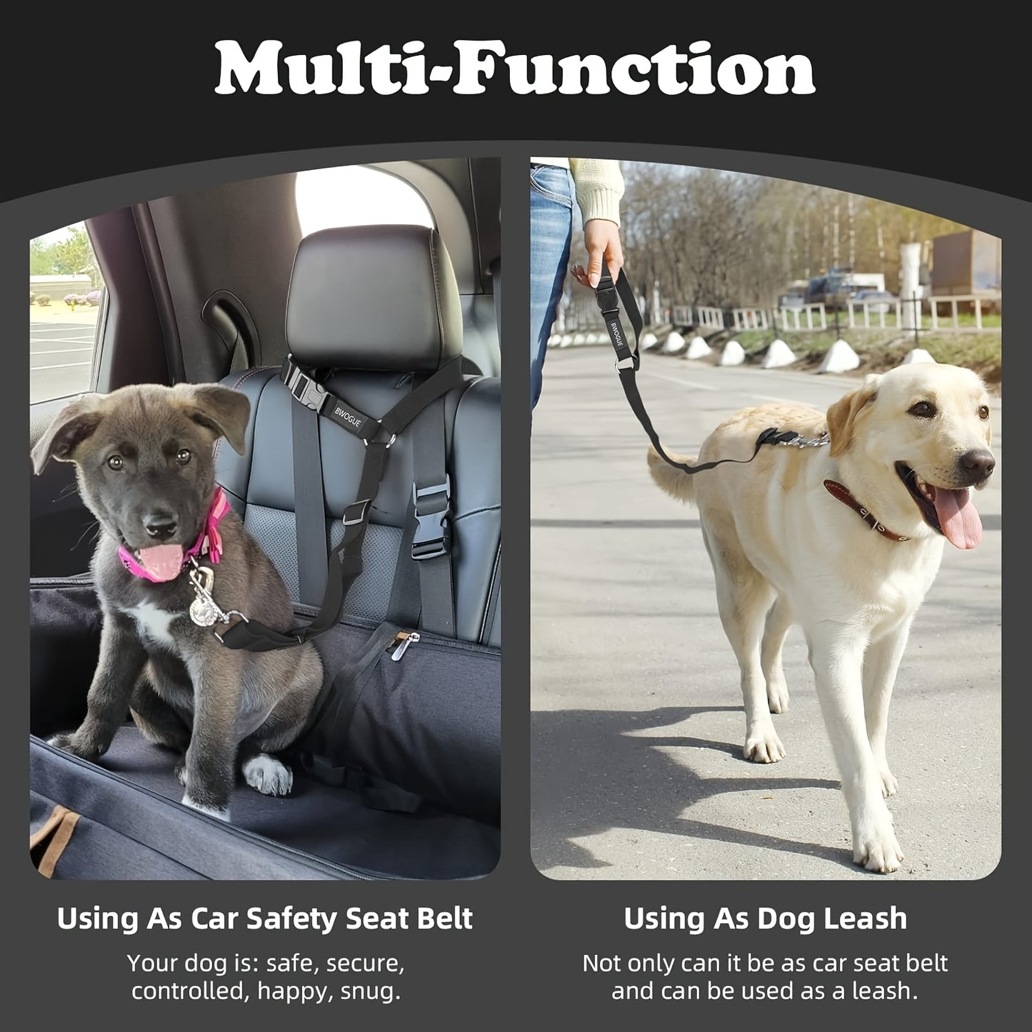 2-Pack Heavy-Duty Nylon Dog & Cat Car Safety Harnesses with Adjustable Headrest Restraint System, Secure Locking Mechanism & Comfortable Padded Vest - Vehicle Seat Belt System for Secure Travel, Machine Washable Pet Car Seatb