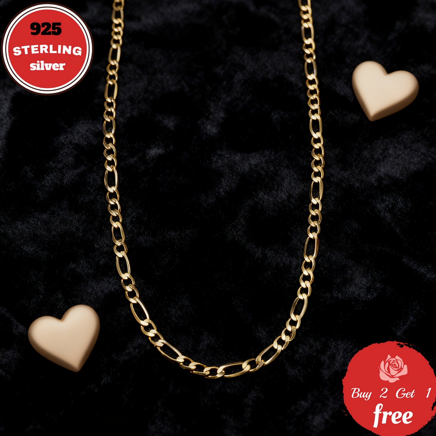 925 Sterling Silvery 6mm Figaro Necklace, Plated with 24K gold plated, Suitable for Daily Wear And Gifting. Christmas-themed, All-season Jewelry, Unisex, Comes with A Gift Box, A Perfect Gift for Your Boyfriend Or Girlfriend,