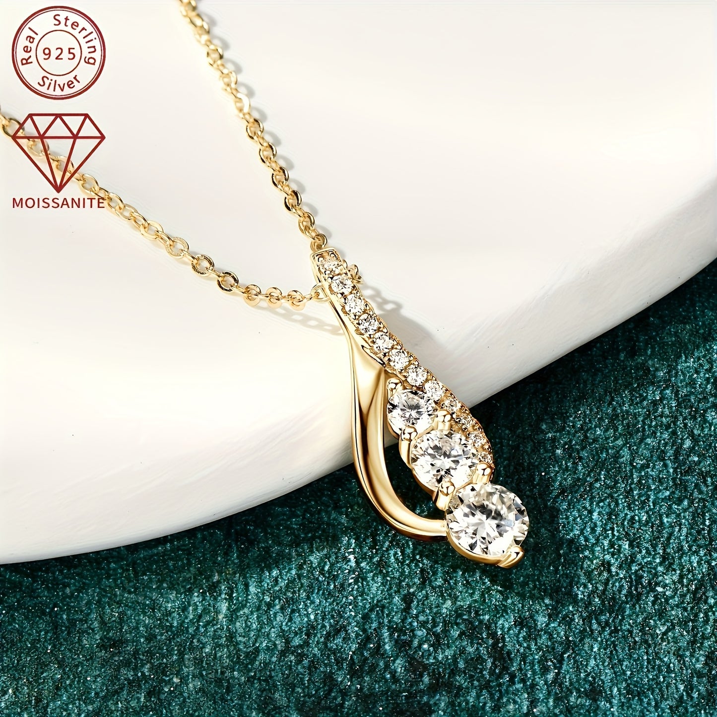 S925 925 Silvery Moissanite Necklace - Elegant 1.2 Carat Moissanite Pendant Necklace / Unisex Fashion Exquisite Jewelry - for Daily Wear and Parties - Wedding, Engagement, and Anniversary Gift - Birthday Gift for Family, Frie