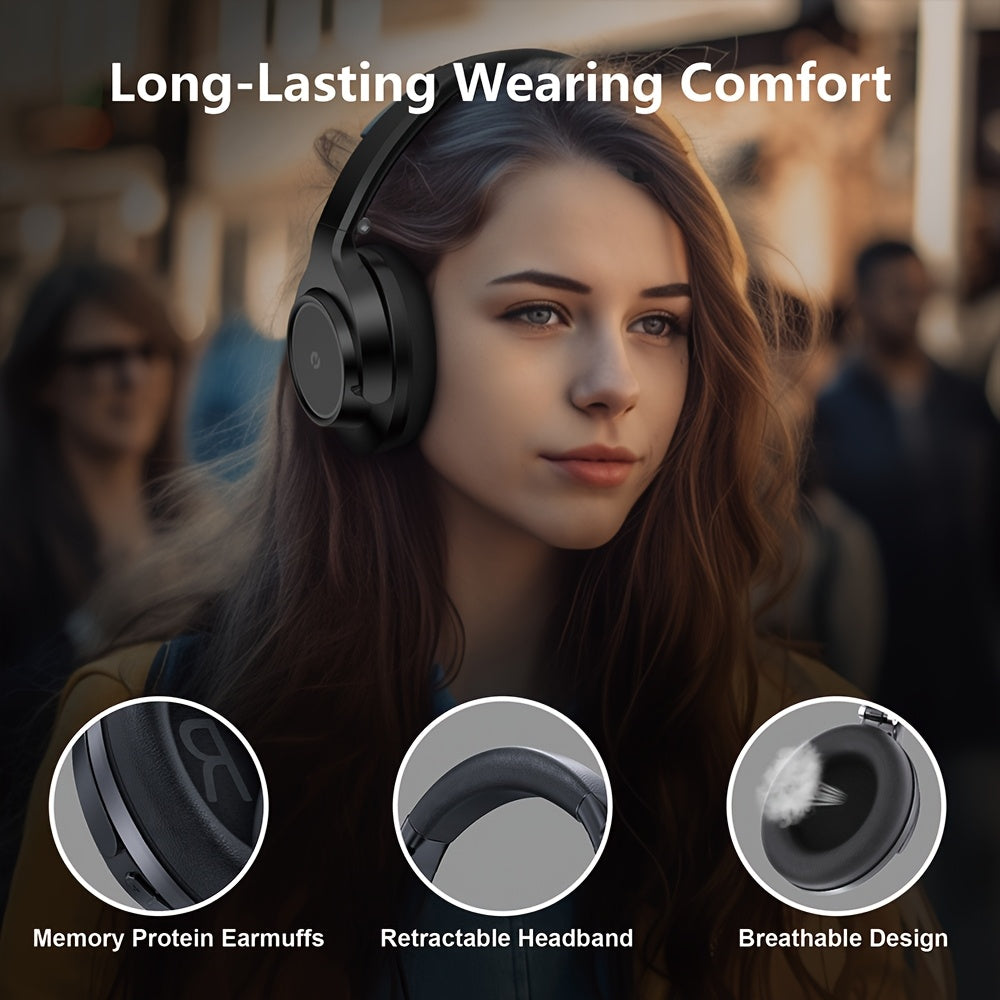 Heavy Bass Wireless Earbuds with Microphone - 70-Hour Playback, Wireless Stereo Sound, Foldable Low-Profile Earphones Suitable for Home, Office, Phone, PC, Tablet - Compatible for Phones/Tablets (No Adapter Included)