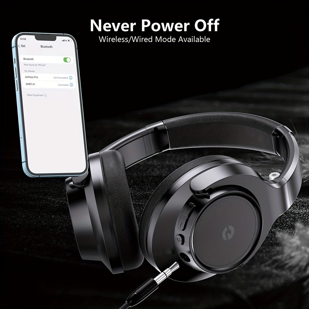 Heavy Bass Wireless Earbuds with Microphone - 70-Hour Playback, Wireless Stereo Sound, Foldable Low-Profile Earphones Suitable for Home, Office, Phone, PC, Tablet - Compatible for Phones/Tablets (No Adapter Included)