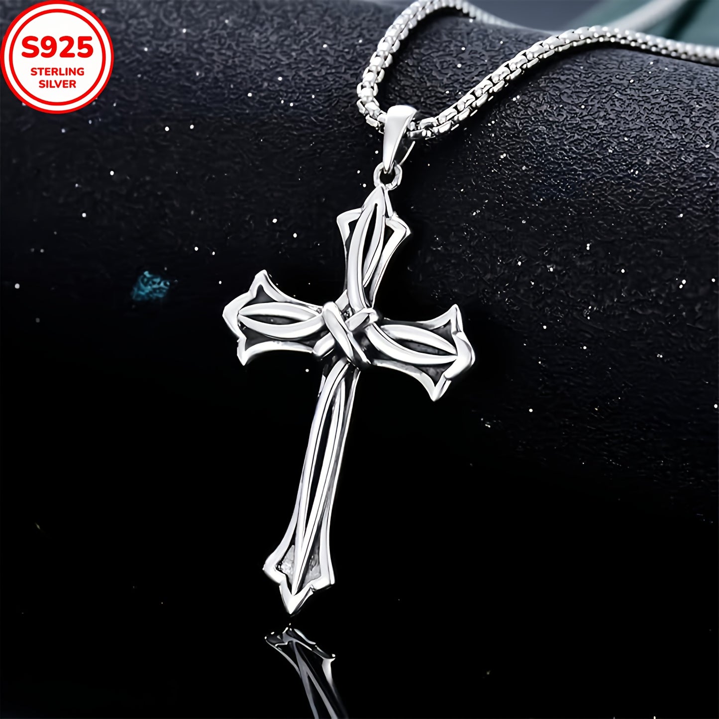 925 Sterling Silvery A Women's And Men's Necklace, Box Chain Cross Pendant Necklace, Faith Jewelry, Daily Wear, Gifts, Gifts for Family Fathers, Brothers And Sons - Gift Box