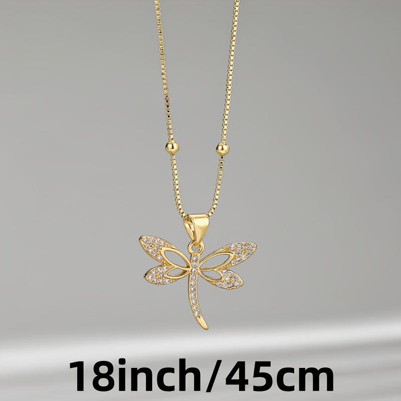 24K Gold Plated Dragonfly Necklace, Italy 925 Sterling Silvery Dragonfly Necklace, Stylish Women'S Necklace, Suitable For Gifts, Parties, Valentine'S Day, Wife, Mother - With Gift Box (buy 2 Get 1 Free)