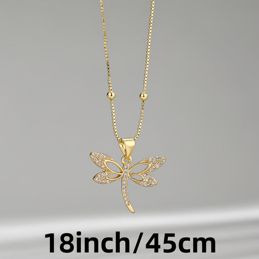 24K Gold Plated Dragonfly Necklace 925 Silver Filigree Pendant Gift