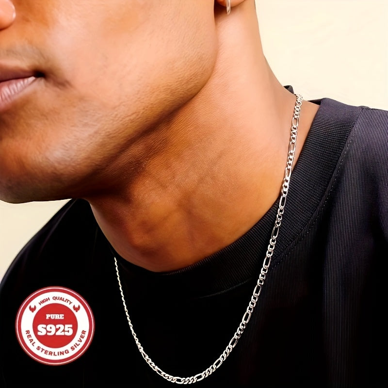 925 Silver Jewelry -6mm Wide - Two-piece Set - Figaro Necklace, Bracelet Combination - Fashionable Jewelry For Men And Women, Daily Wear - Queue Wear - Festival Gift - Independence Day Gift - Graduation Gift - Birthday Gift