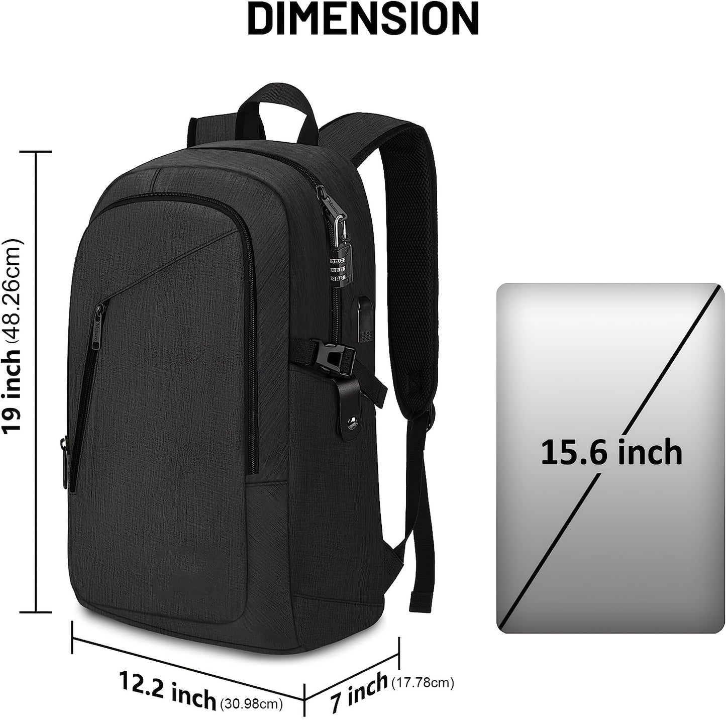 Anti Theft Slim Laptop Backpack With USB Charging Port For Men And Women Travel Everyday