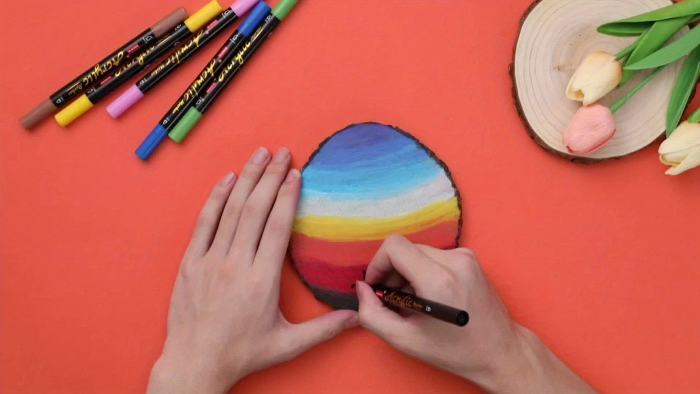 DROAFUL 72 Pieces Metallic Acrylic Paint Pen Set Dual Tips