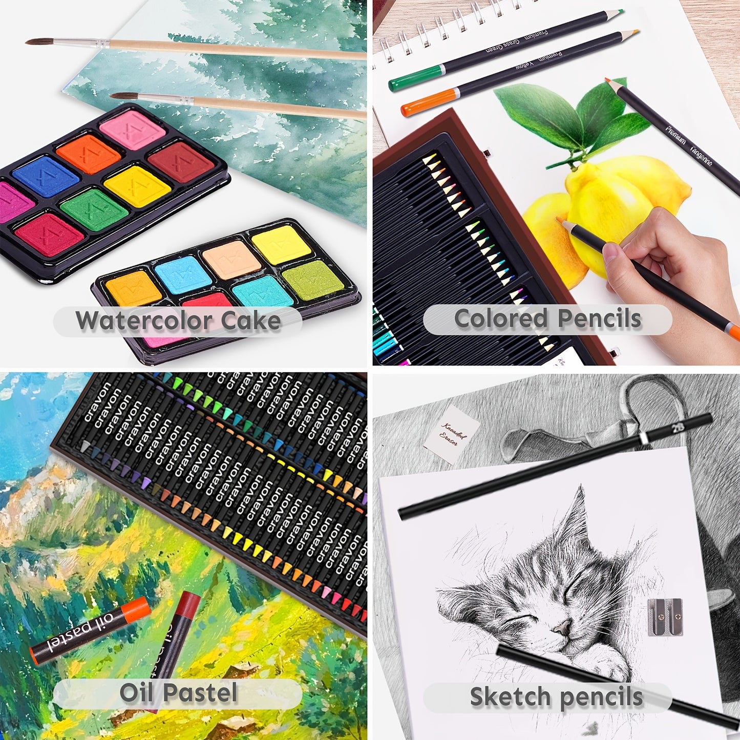 PASAMIC 194Pcs Deluxe Art Set With Wooden Case And Supplies