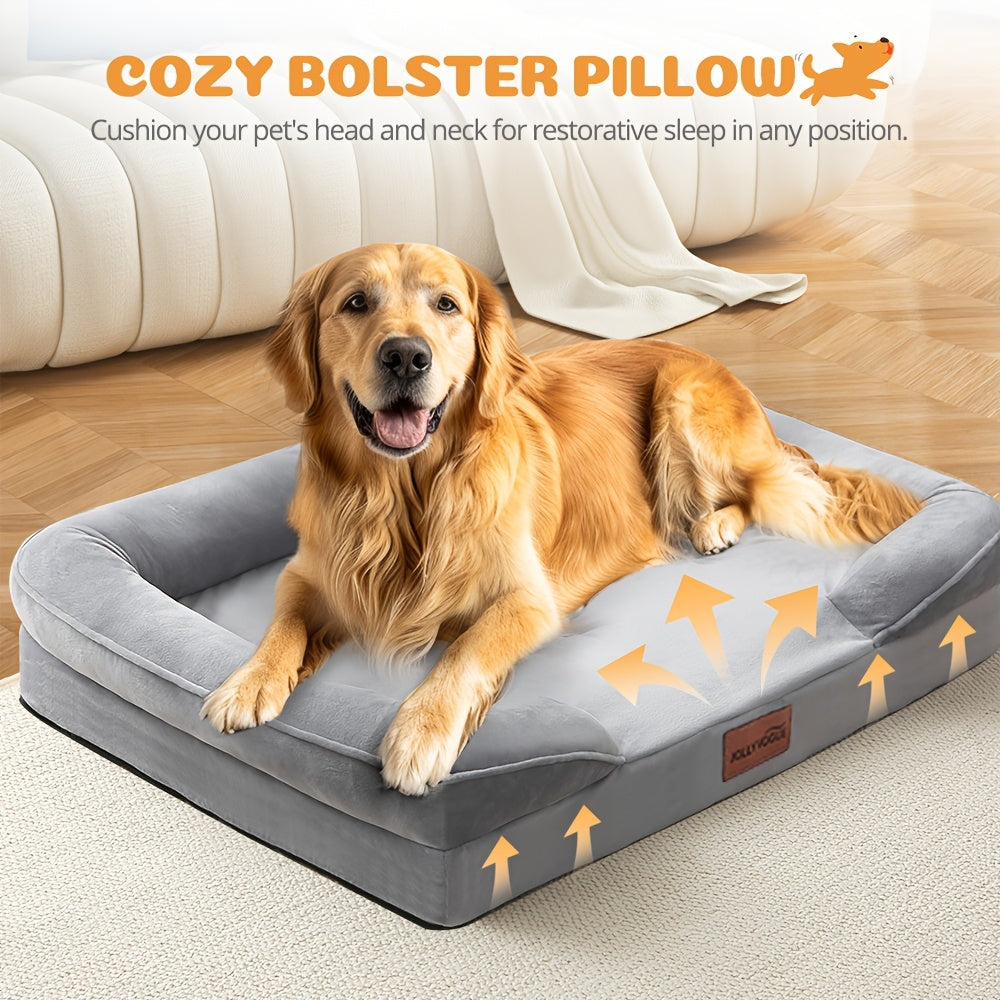 1pc Dog Bed - 100% Supportive Foam - Extra Large Dog Sofa Dog Beds - Soft & Warm Pet Couch Bed with Removable Washable Cover - Soft Lining And Nonskid Bottom - Grey 3 Sizes - Great Christmas Gifts for Your Deer Pet