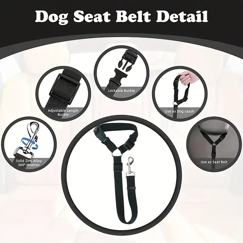 3pcs Dog Belt and Car Headrest Universal Belt | Essential for Pet Travel, Adjustable Towing Rope, Pet Supplies, Hand Wash Only