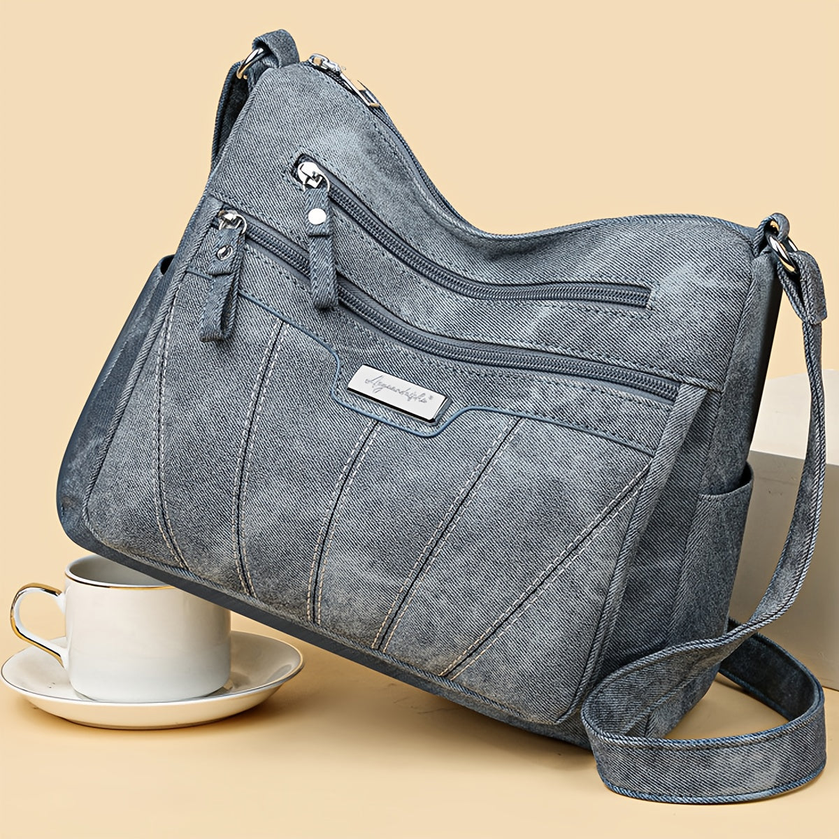 Women'S Retro Crossbody Bag with Adjustable Strap & Multi-Pocket Design - Durable Nylon/-like, Zipper Closure, Golden-Tone Hardware - - Versatile Everyday Purse for Commuting, Travel, Work, School - Stylish Gift for Women (Ph