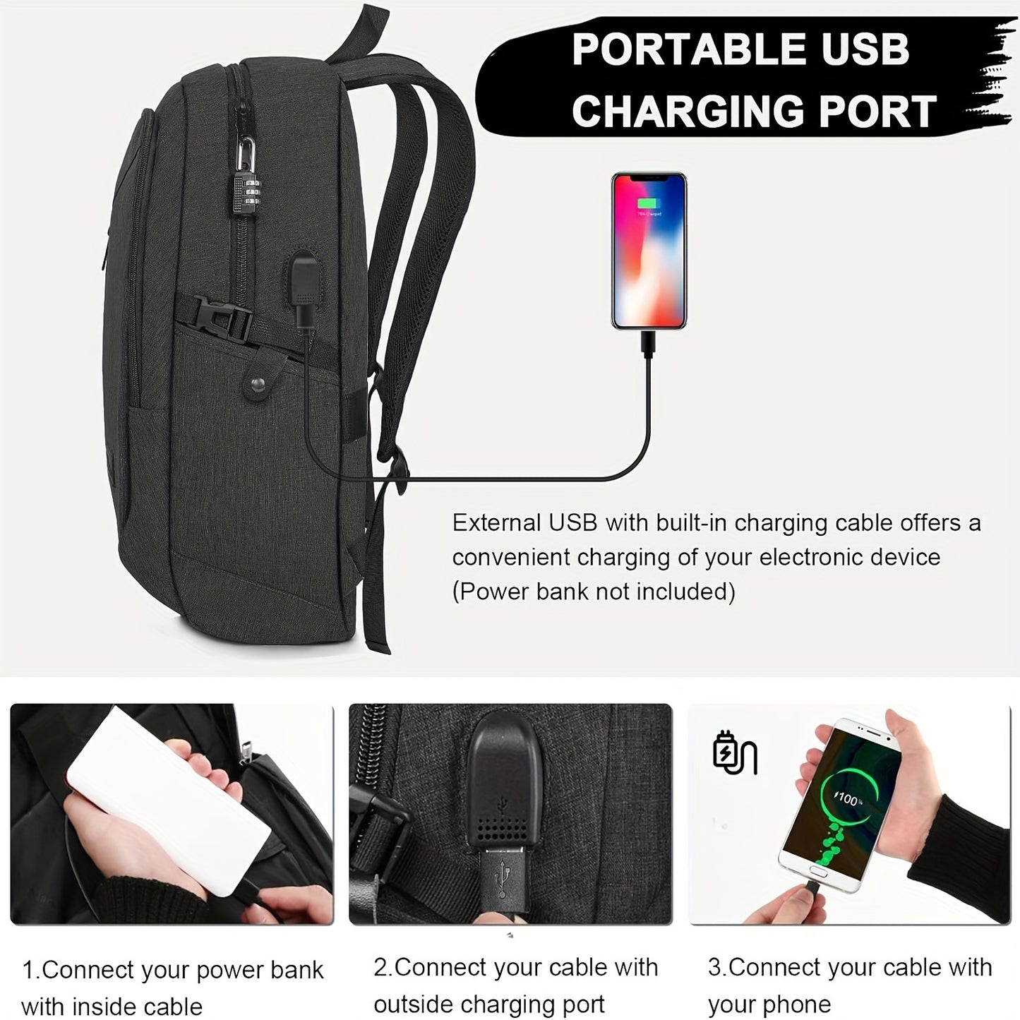 Anti Theft Slim Laptop Backpack With USB Charging Port For Men And Women Travel Everyday