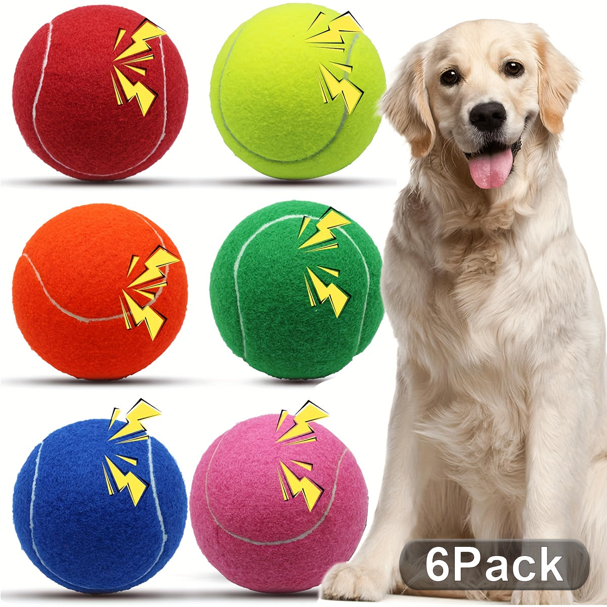 2/4/6pcs Oversized Tennis Ball Dog Toy with Natural Rubber Squeaker - Heavy-Duty Loud Squeaky Ball for Fetch, Training, Tug-of-War & Dental Suitable for Breed Sizes (4-inch)