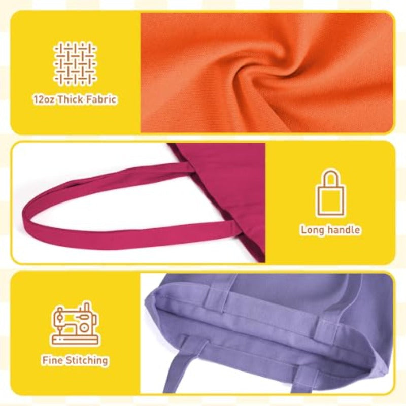 24 Pack Lzerking Canvas Tote Bags | Colored, 13X15 Inches, 12Oz Heavy Duty Medium Reusable Blank Cloth Bags For Painting, Heat Transfer Vinyl, Non-Woven Material