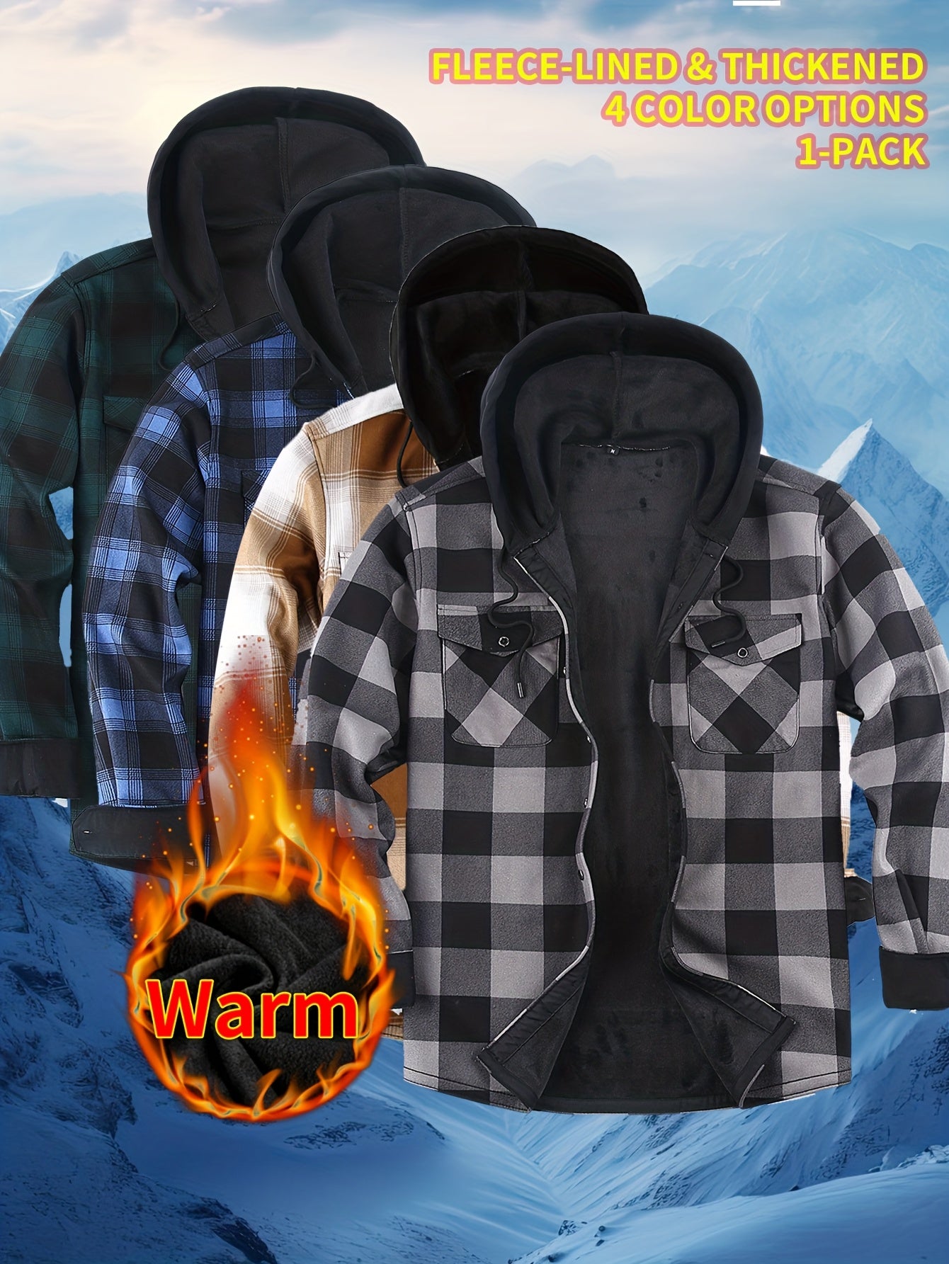 2026 New Men's Shirt Thanksgiving And Christmas Gift Couple Outfits Unisex | Winter JacketMen's Winter Pajamas Flannel Plaid Casual Shirt | Double Pocket Thickened Warm Desig Regular Fit Hooded Long Sleeve Shirt Men's Warm Ja