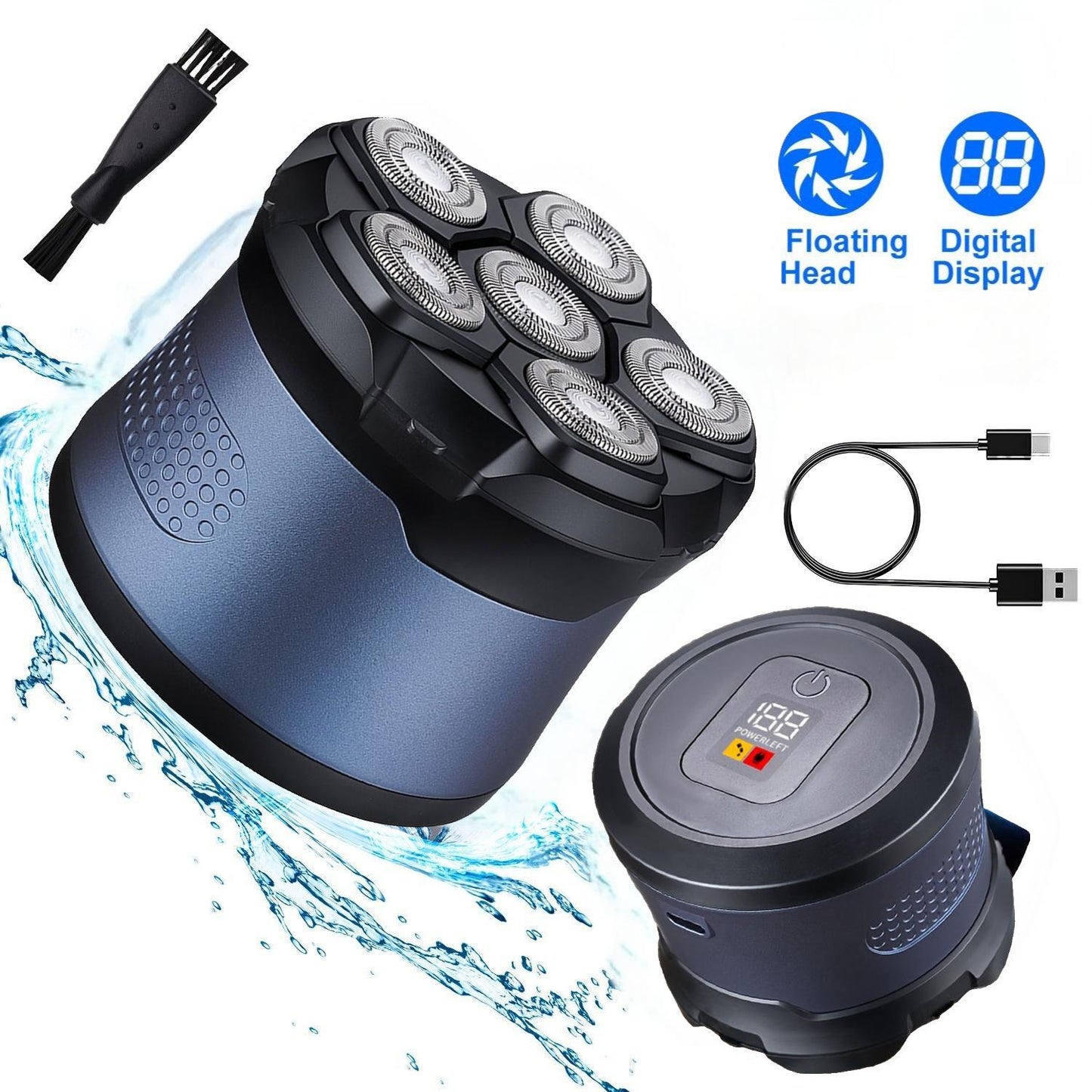 Rechargeable Cordless Electric Shaver Rotary Hair Remover for Full Body