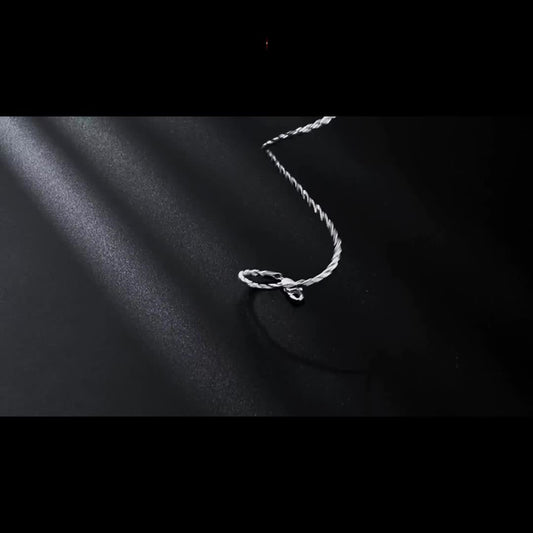 Italy 925 Handmade Sterling Silver Twist Necklace For Men And Women Gift Box Included