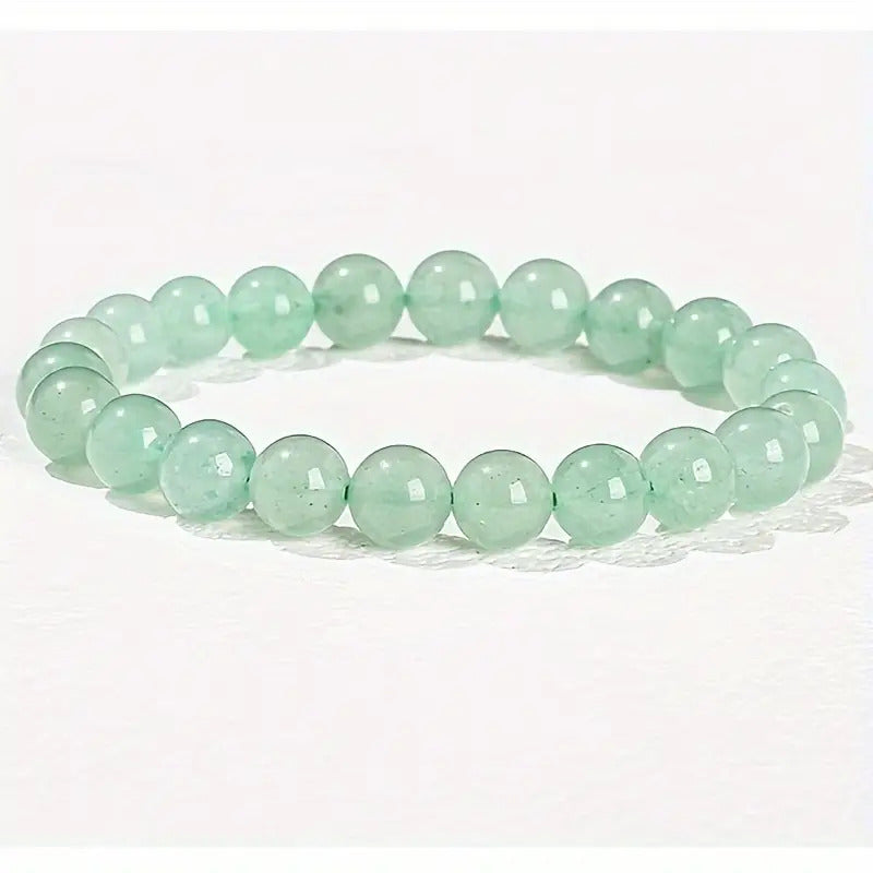 49pcs Handmade Stone Bead Bracelet- Multiple Colors Available, 8mm Elastic Beaded, Exquisite Style Valentine's Day Suitable