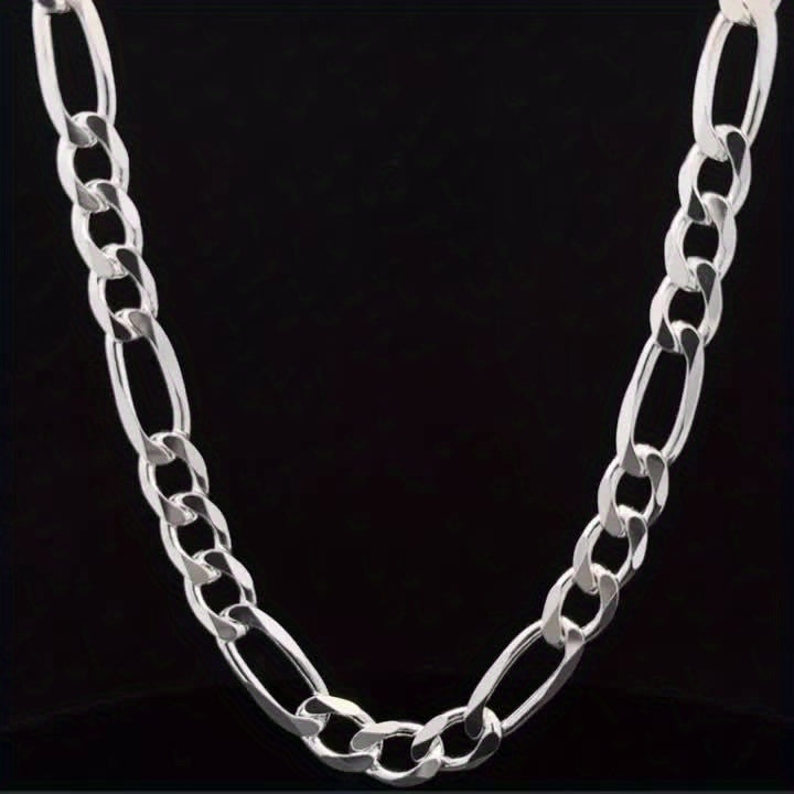 925 Silver Jewelry -6mm Wide - Two-piece Set - Figaro Necklace, Bracelet Combination - Fashionable Jewelry For Men And Women, Daily Wear - Queue Wear - Festival Gift - Independence Day Gift - Graduation Gift - Birthday Gift