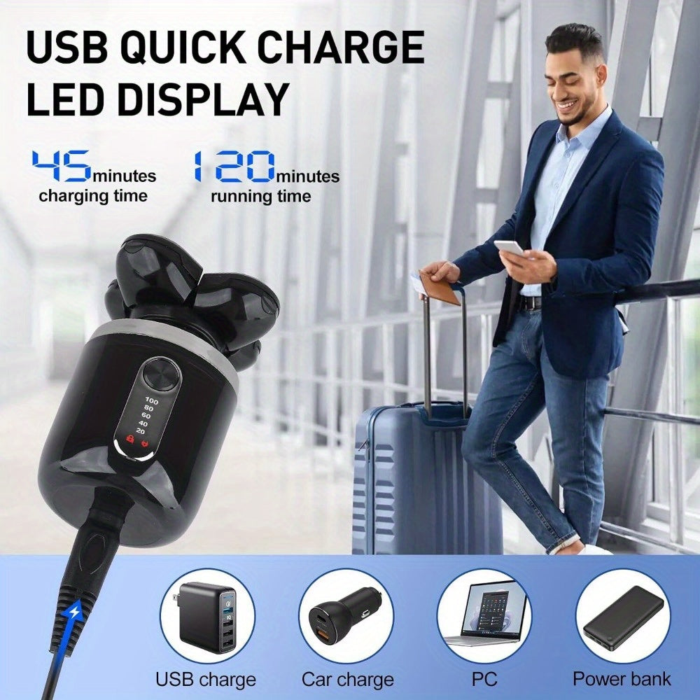5D 5-in-1 Electric Shaver For Bald Men Featuring HypoallergenicRotaryShavingBlades