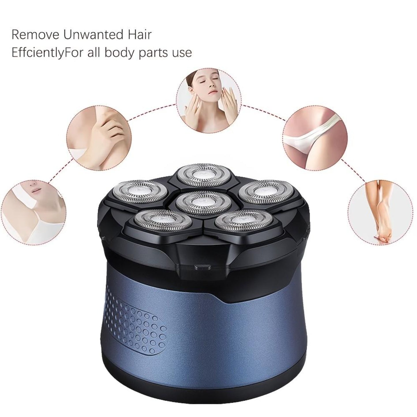 Rechargeable Cordless Electric Shaver Rotary Hair Remover for Full Body