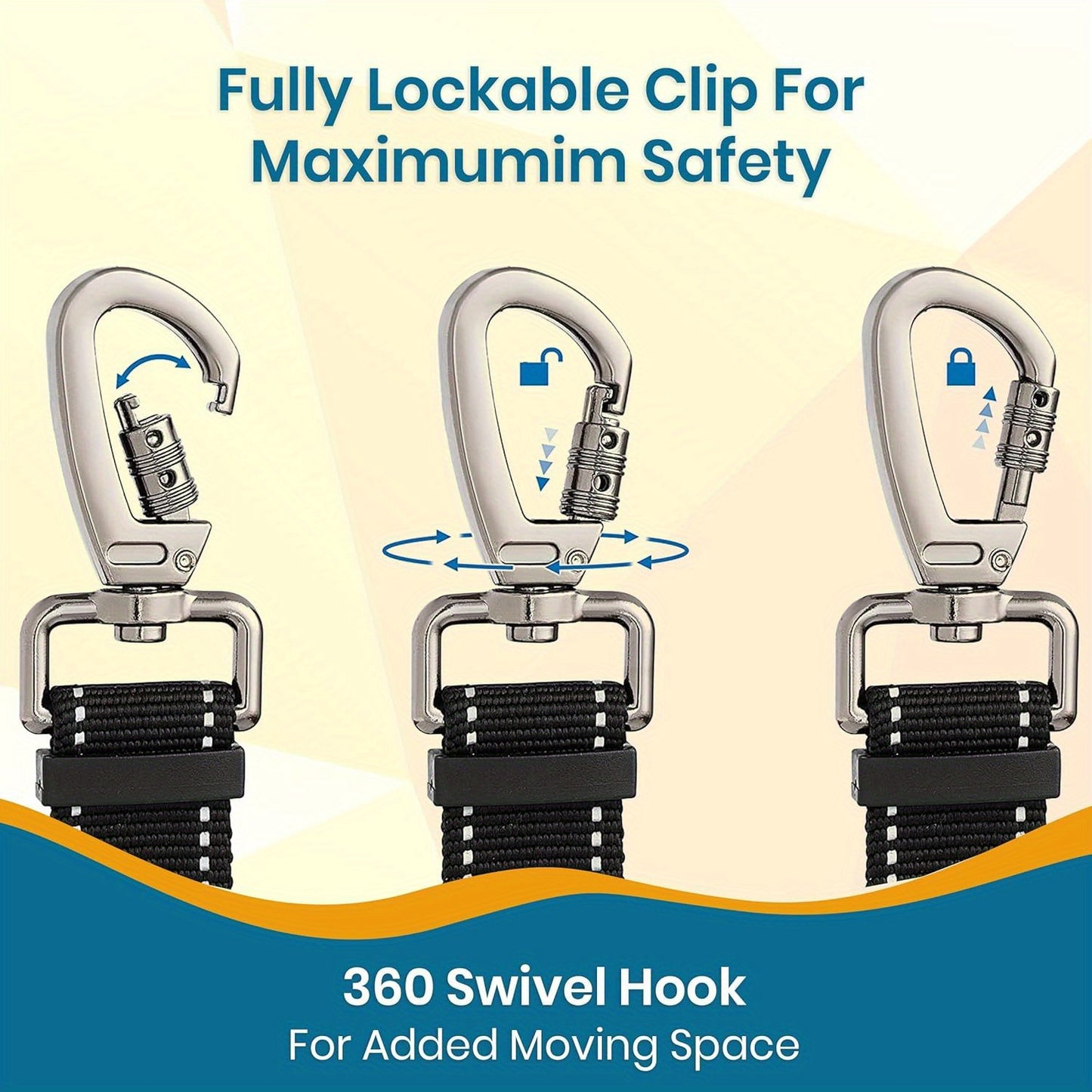 2 Adjustable Dog Seat Belts for Cars - Elastic Bungee Harness with Easy Clip, Durable Car Leash for Medium to Large Dogs, Black & Orange Design, Secure Dog Restraint System, Dog Seat Belt, Medium Large Dog, Sturdy Metal Buckl