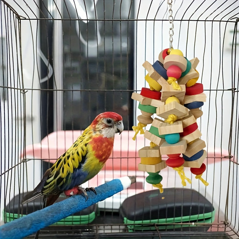 [Fun Parrot Chew Toys] Colorful Parrot Chew Toys - Cage Hanging Blocks, Fun Climbing & Play Swings, Ideal Gift for Bird Lovers, Random Colors, Suitable for Most Birds
