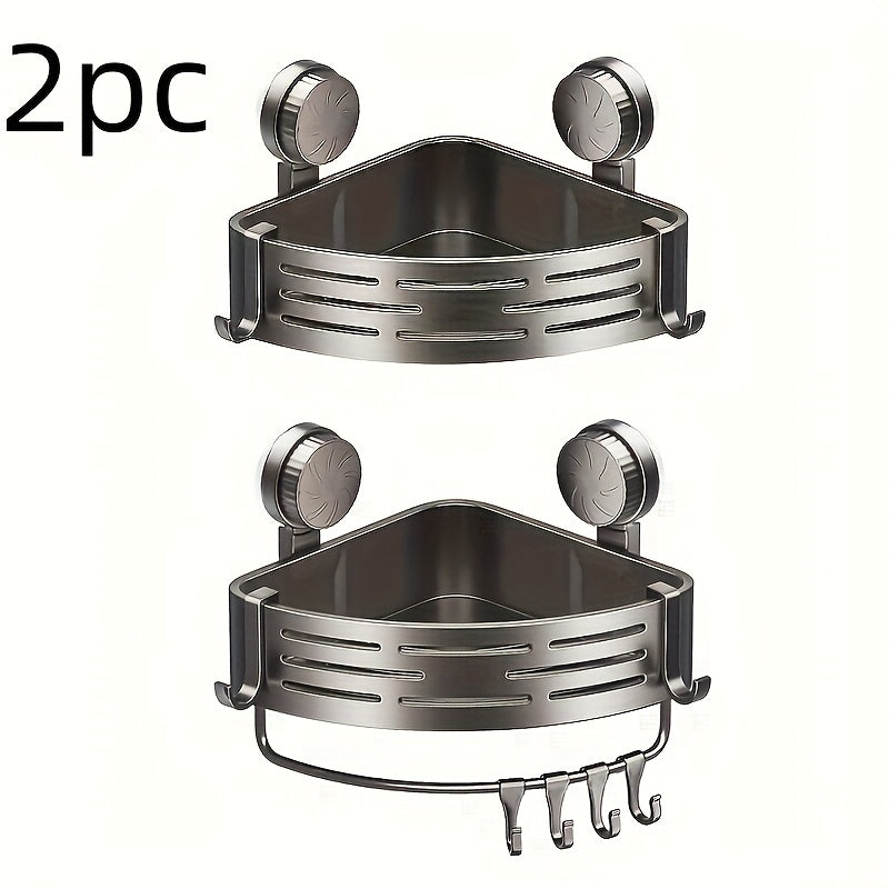 Two-Piece Suction Cup Triangle Corner Wall-Mounted Shelf for Bathroom Organization