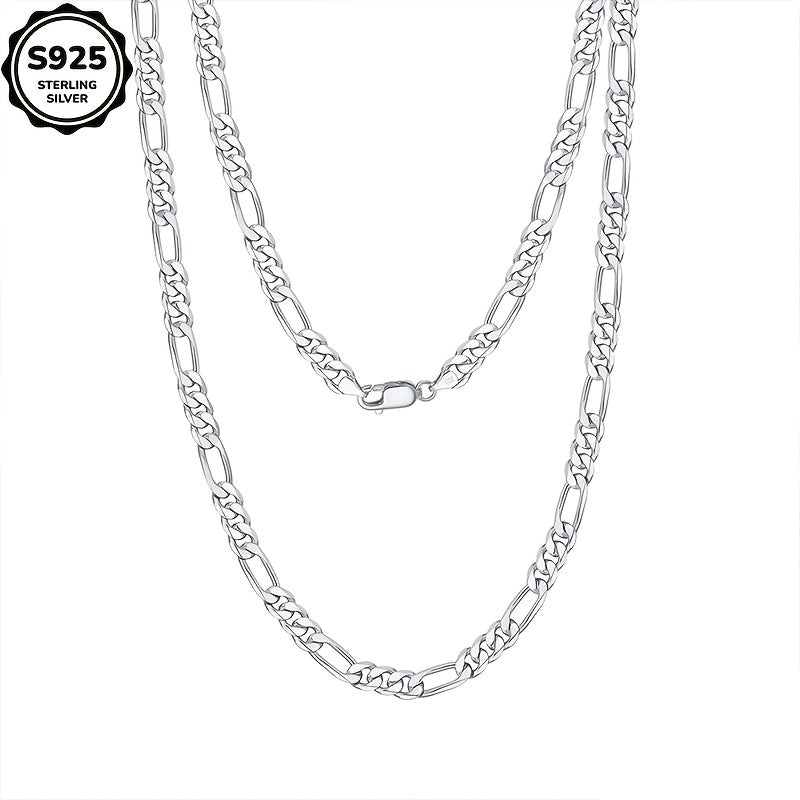 925 Silver 5mm Cut Figaro Necklace | Perfect for Teenager and Teenager, Ideal for Daily Gifts, Parties, Street Performances, Halloween, Birthdays, Anniversaries with Free Gift Box | Elegant, Finely Crafted, Unisex Design, Mad