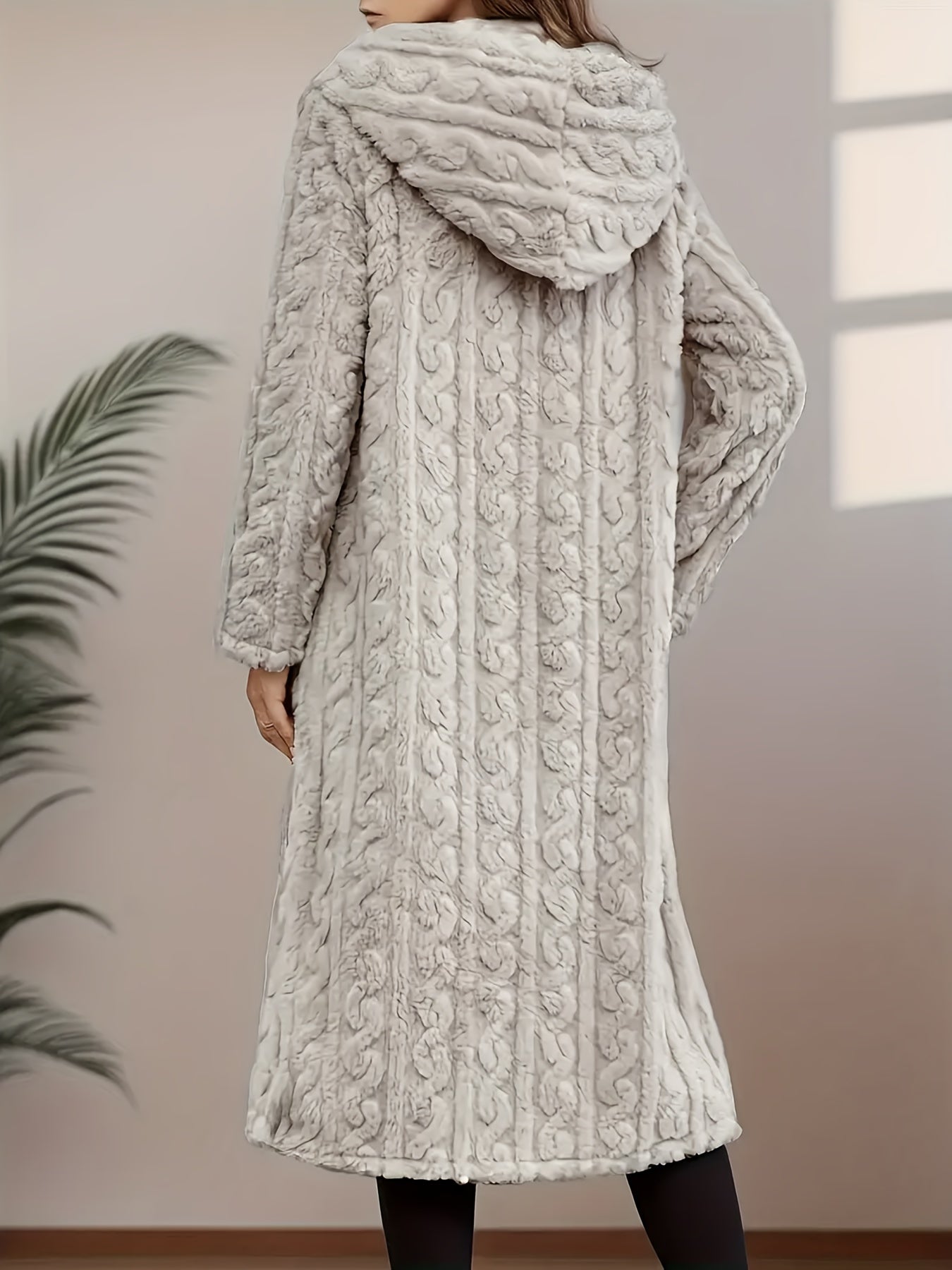 FME Hooded Cable LonglineOvercoat For Winter Warmth And SophisticationTexture Premium