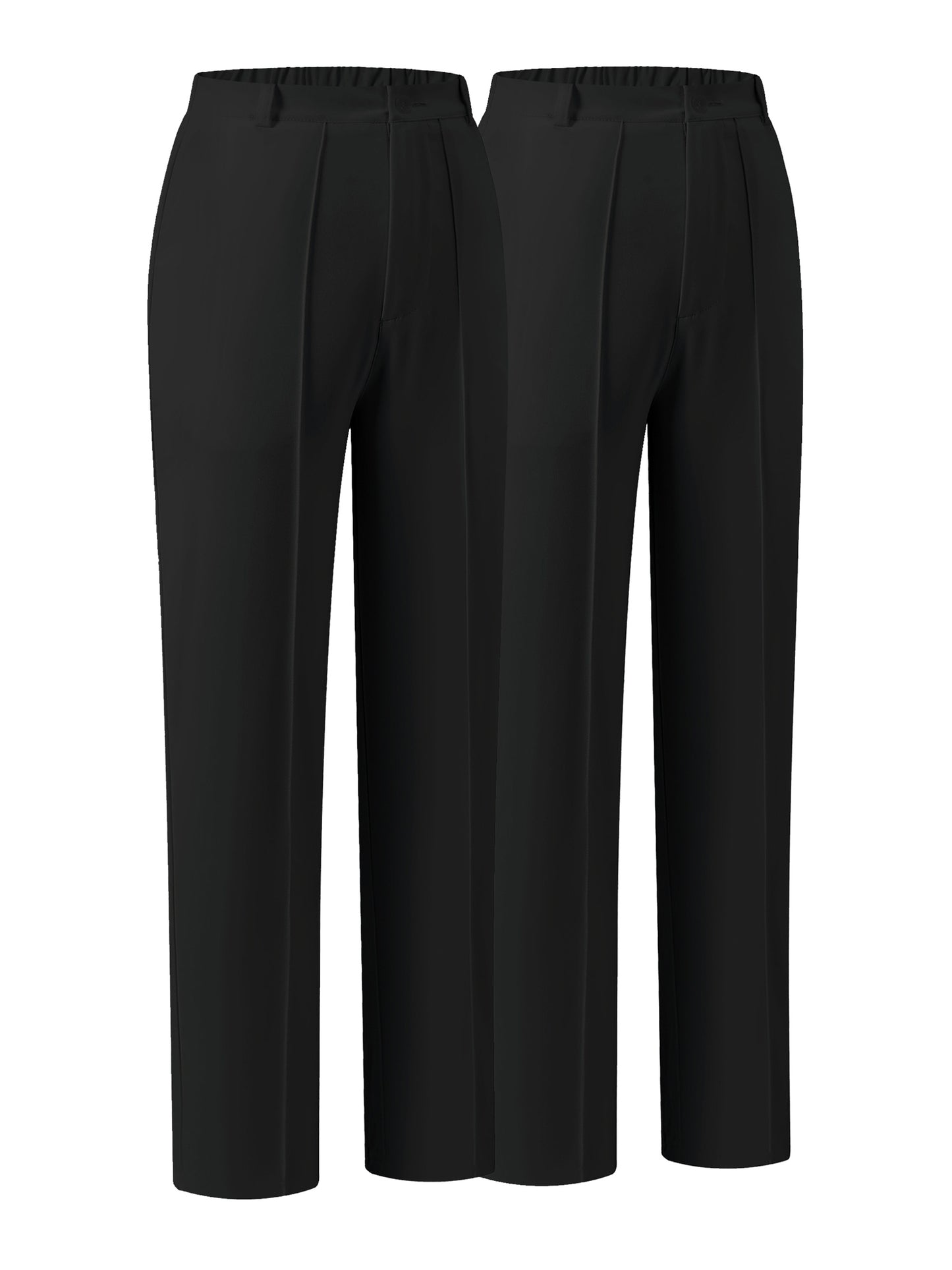 (2pcs) Elegant Casual Solid Color Women's Suit Trousers, Button Zipper Half Elastic Waist Fit Bottoms, Suitable for All Season