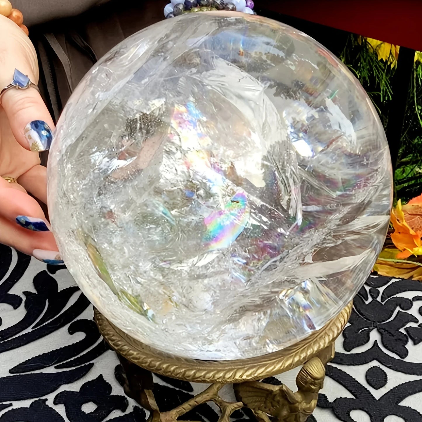 CrystalHola Clear Quartz Crystal Sphere Polished Ball Natural Home Decor Gift Desk Shelf Mantel-A