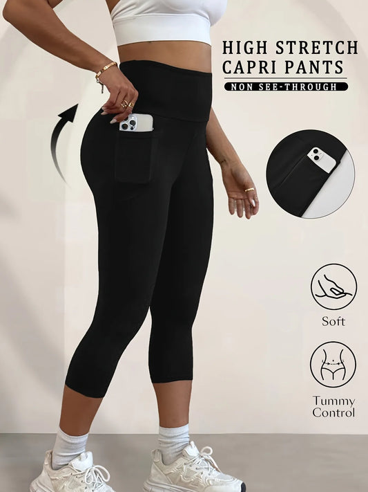 Women Capri Pants Slim Fit With Pockets For Yoga