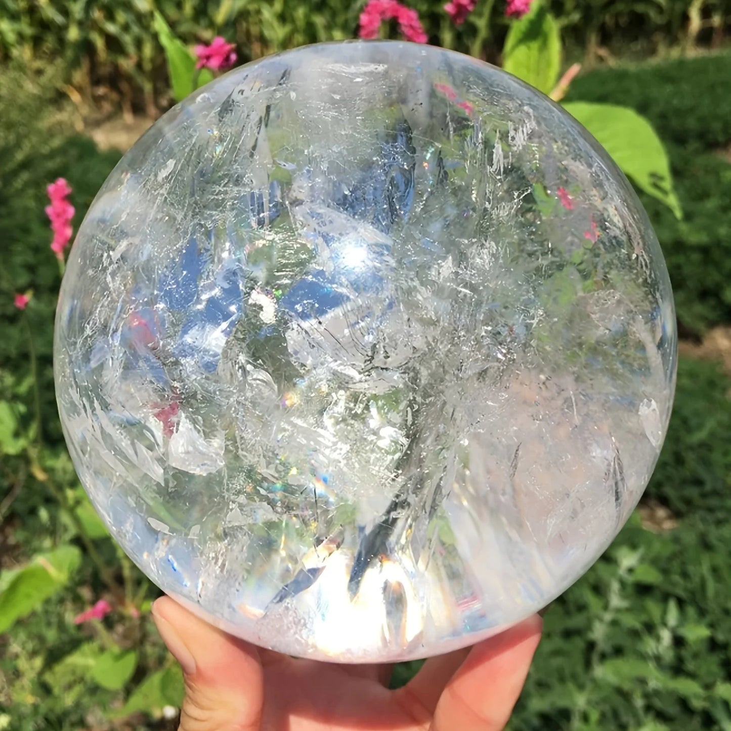 CrystalHola Clear Quartz Crystal Sphere Polished Ball Natural Home Decor Gift Desk Shelf Mantel-A