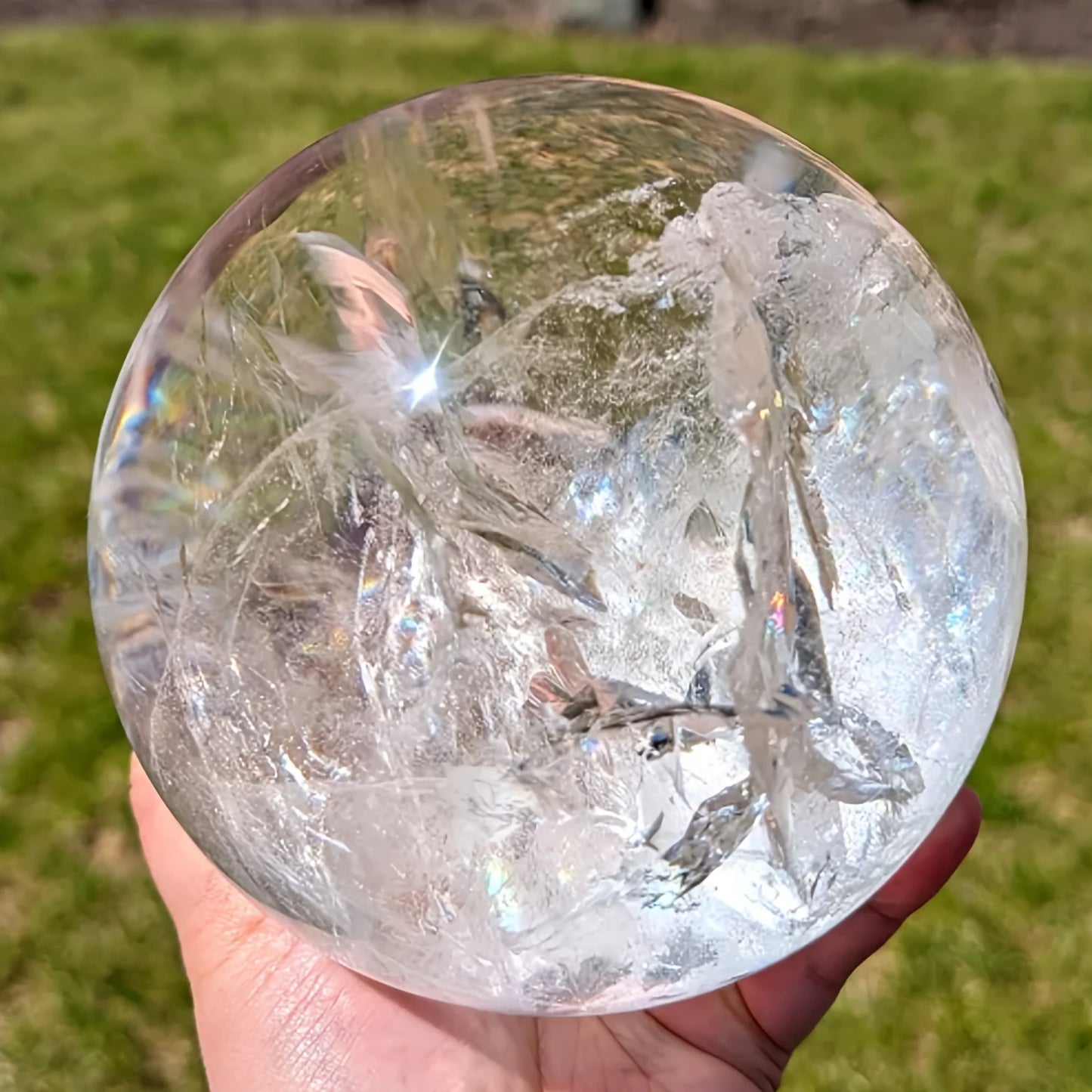CrystalHola Clear Quartz Crystal Sphere Polished Ball Natural Home Decor Gift Desk Shelf Mantel-A