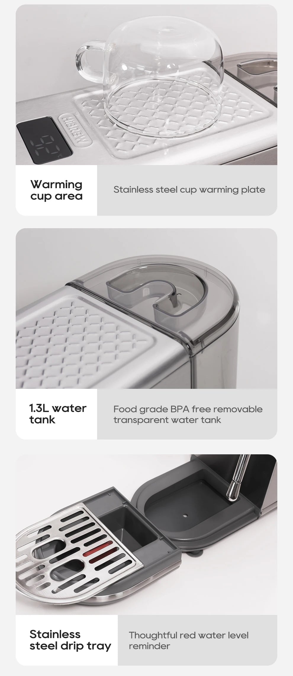 HiBREW H10B 20 Bar Semi Automatic Espresso Coffee Machine