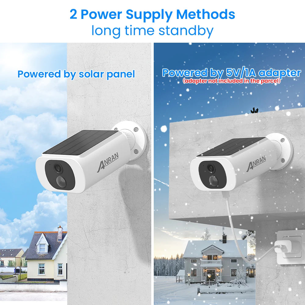 ANRAN Outdoor Wireless Camera 2.4GHz 3MP Solar Battery Floodlight Local Alarm