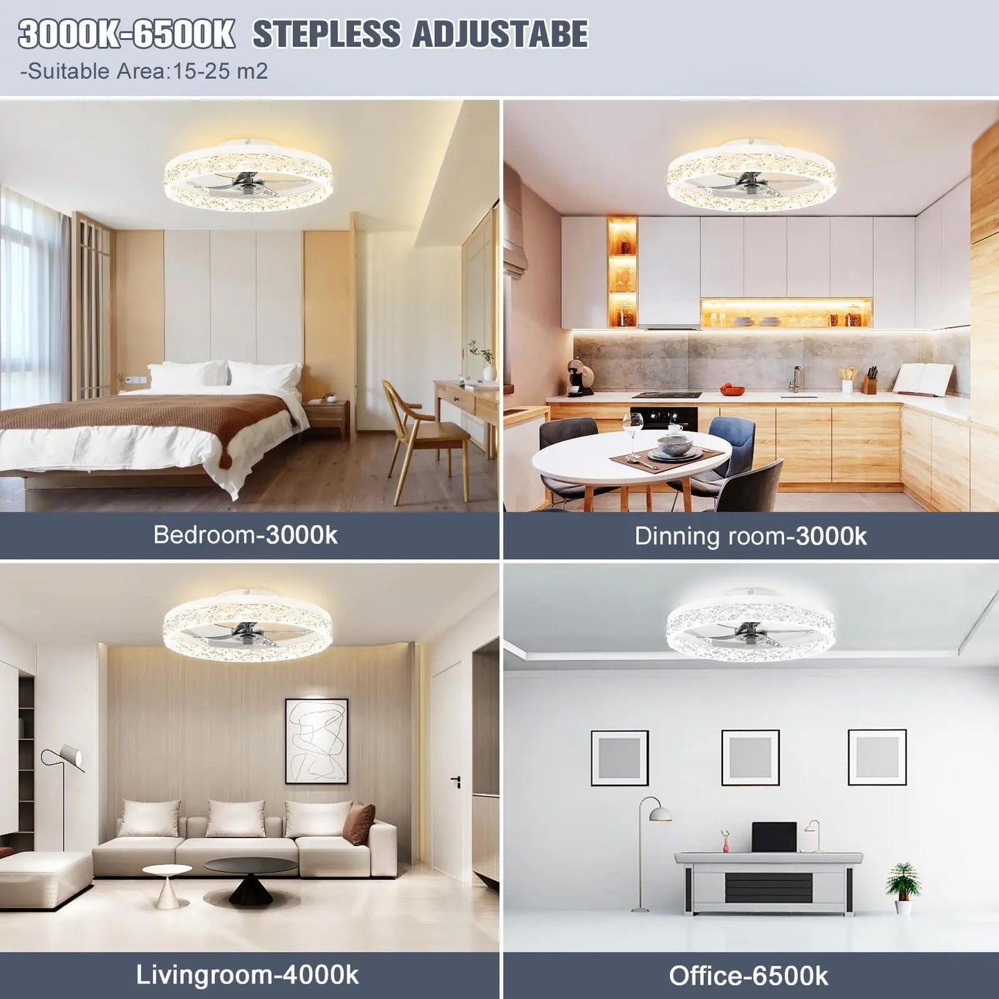 Iralan LED Ceiling Fan Light With Remote And Infinitely Dimmable Brightness With Adjustable Color Temperature-A