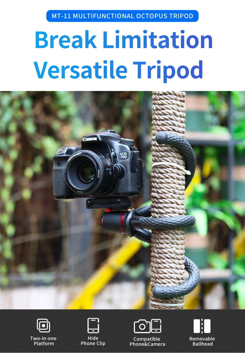 Ulanzi MT11 Flexible Tripod For Smartphone And DSLR Vlog 2 In 1
